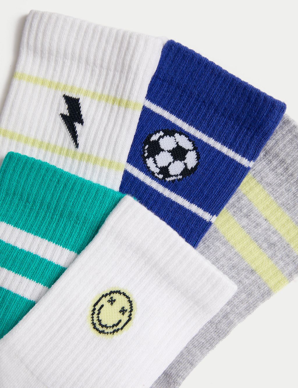 5pk Cotton Rich Ribbed Sports Icons Socks 2 of 2