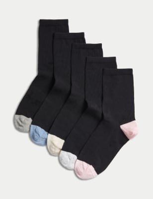 5pk Cotton Rich Seamless Toes Ankle High Socks Image 1 of 2