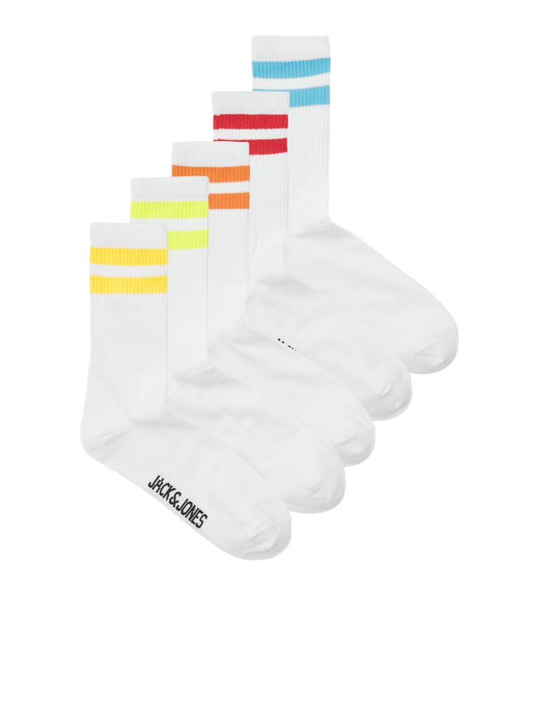 5pk Cotton Rich Striped Socks (1-9 Yrs) 1 of 7