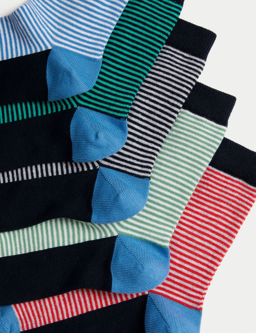 5pk Cotton Rich Striped Socks (6 Small - 7 Large) 2 of 2