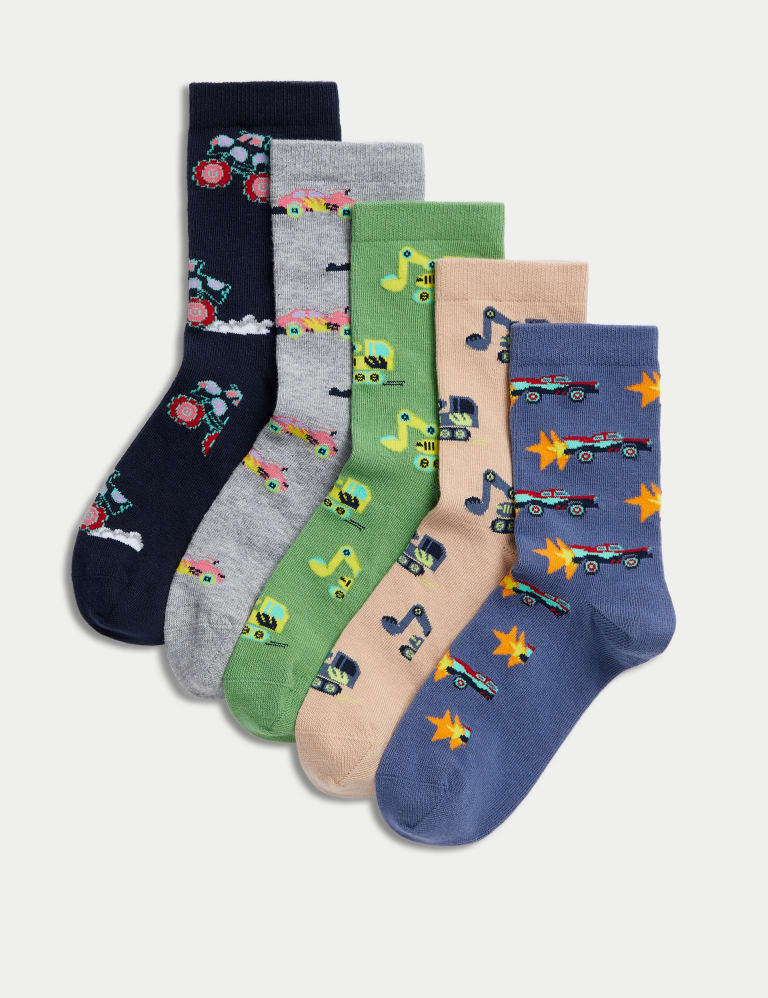 5pk Cotton Rich Transport Socks 1 of 2