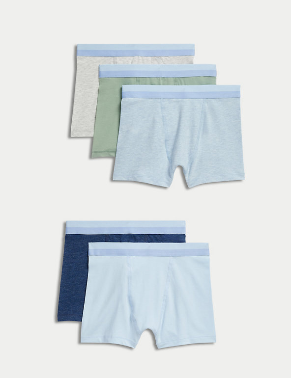 5pk Cotton Rich Trunks (5-16 Yrs) Image 1 of 1