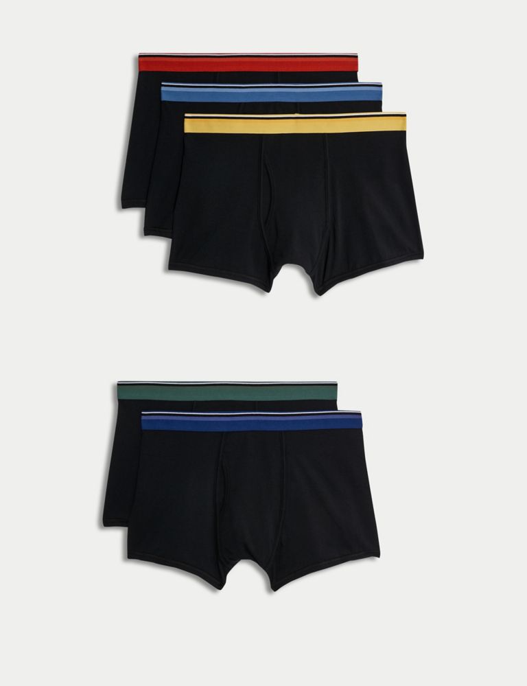 5pk Cotton Stretch Cool & Fresh Trunks 1 of 3