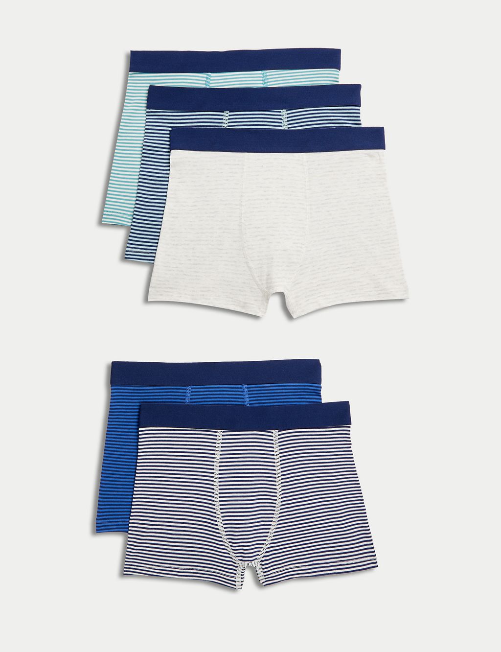 5pk Cotton with Stretch Striped Trunks (5-16 Yrs) 1 of 2