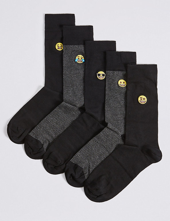 5pk Emoji Embroidered Socks Image 1 of 1