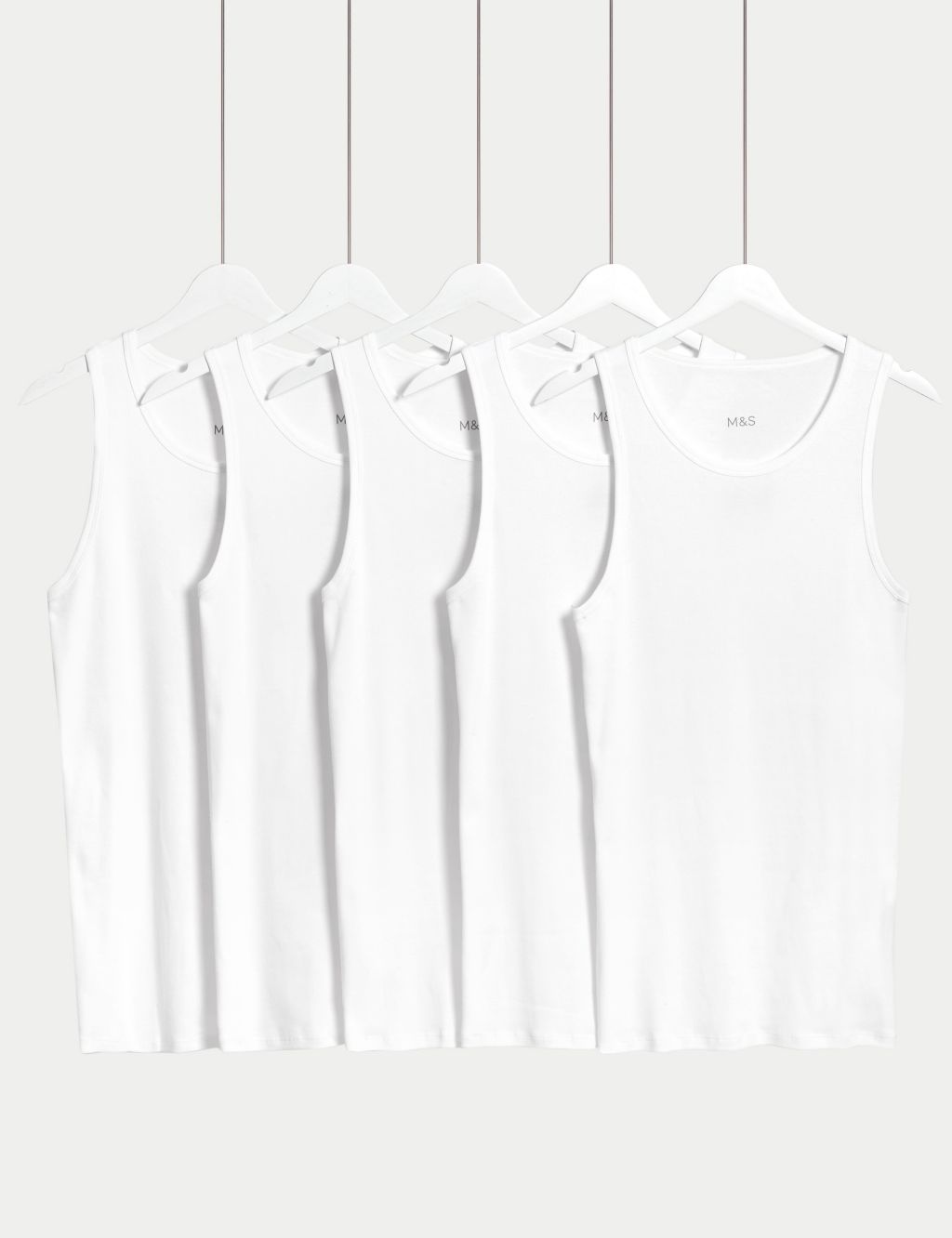 5pk Essential Cotton Sleeveless Vests 3 of 3