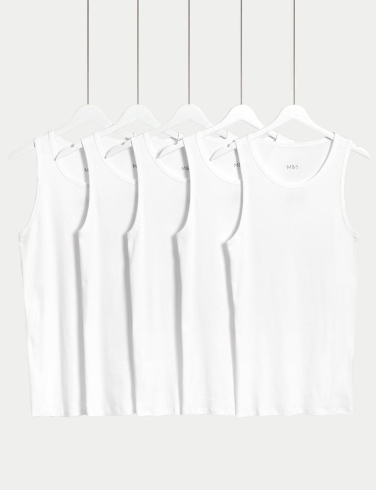 5pk Essential Cotton Sleeveless Vests 1 of 3