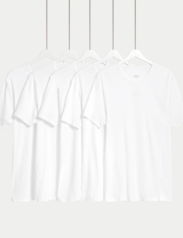 5pk Essential Cotton T-Shirt Vests 1 of 3