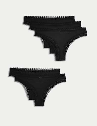 5pk Microfibre & Lace Brazilian Knickers 1 of 5