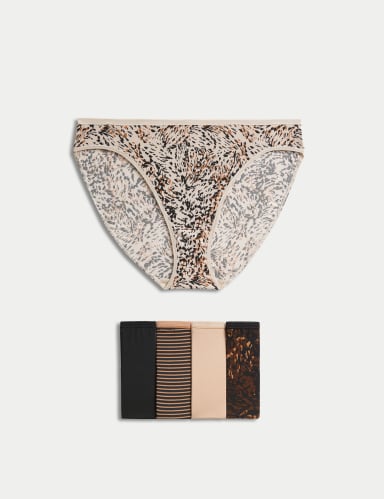 5pk No VPL Animal Print High Leg Knickers 1 of 2