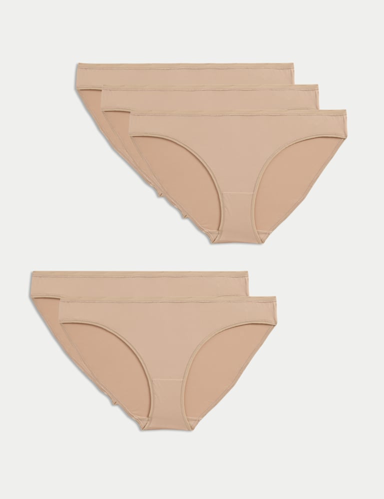 5pk No VPL Microfibre Low Rise Bikini Knickers, M&S Collection