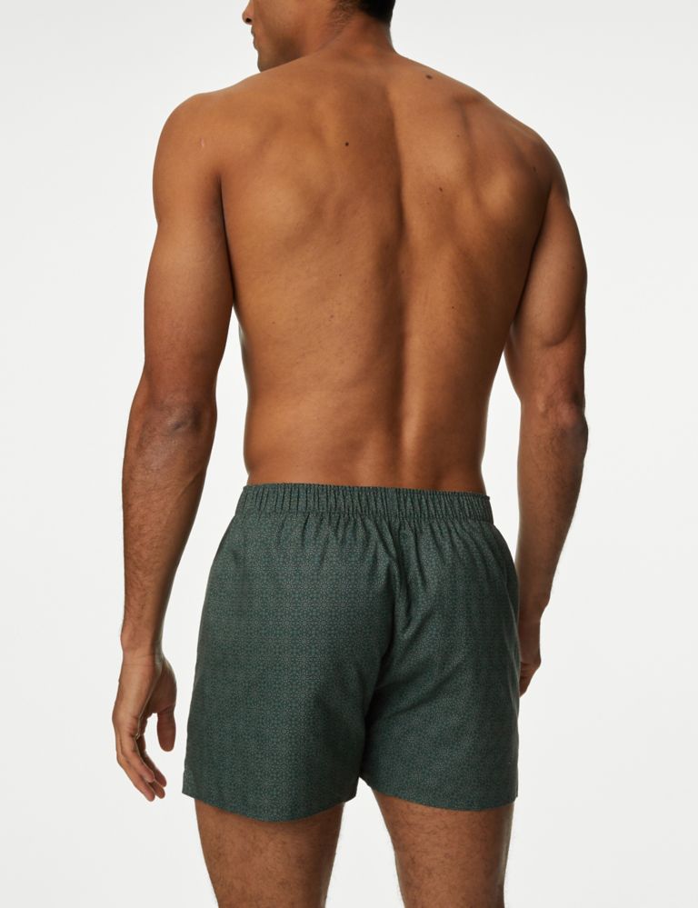 5-pack Woven Cotton Boxer Shorts - Dark green/checked - Men
