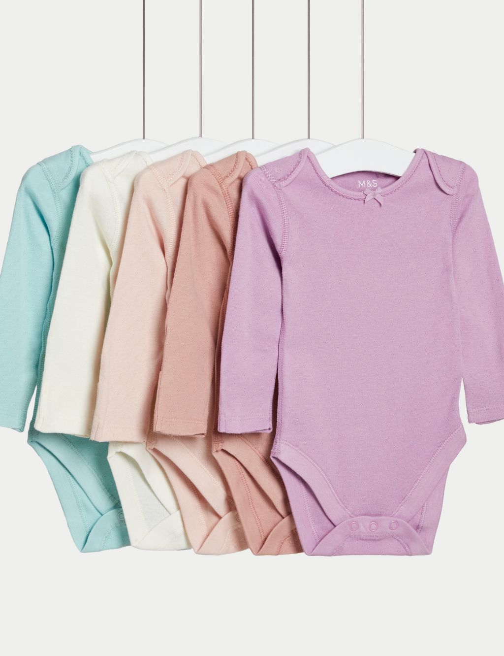 5pk Pure Cotton Strappy Bodysuits (6½lbs-3 Yrs), M&S Collection