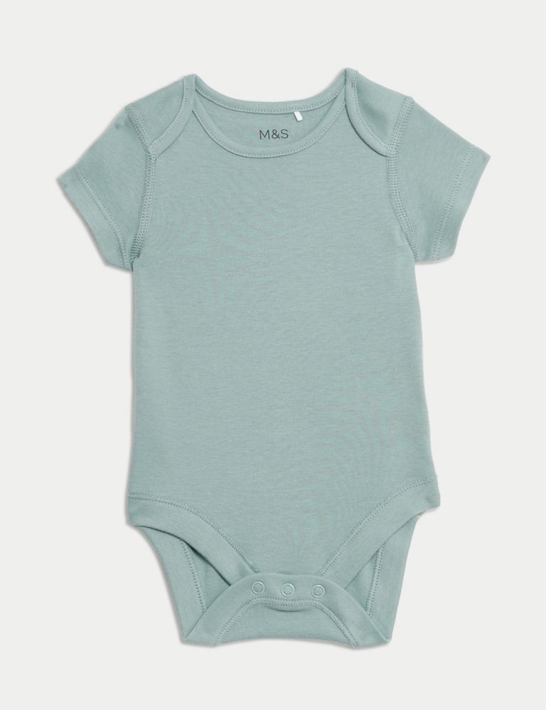 5pk Pure Cotton Bodysuits (0-3 Yrs) 2 of 4