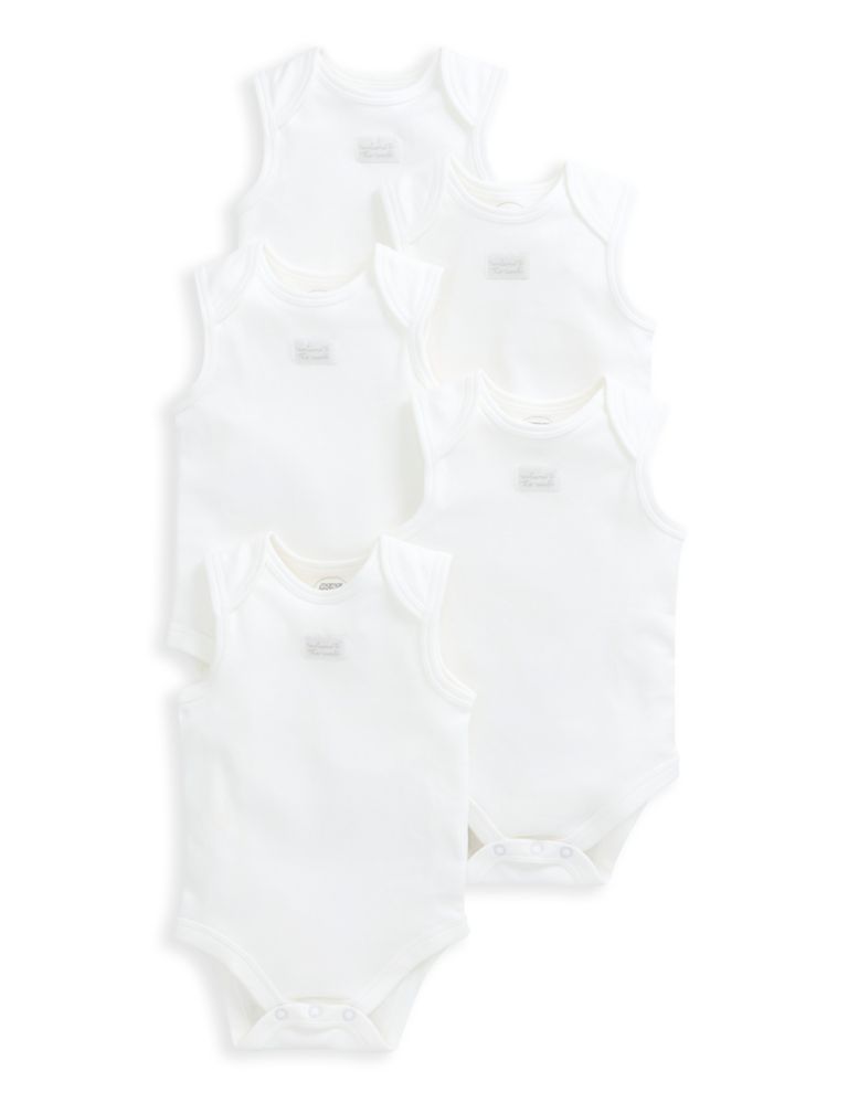 5pk Pure Cotton Bodysuits (7lbs-2 Yrs) 2 of 2