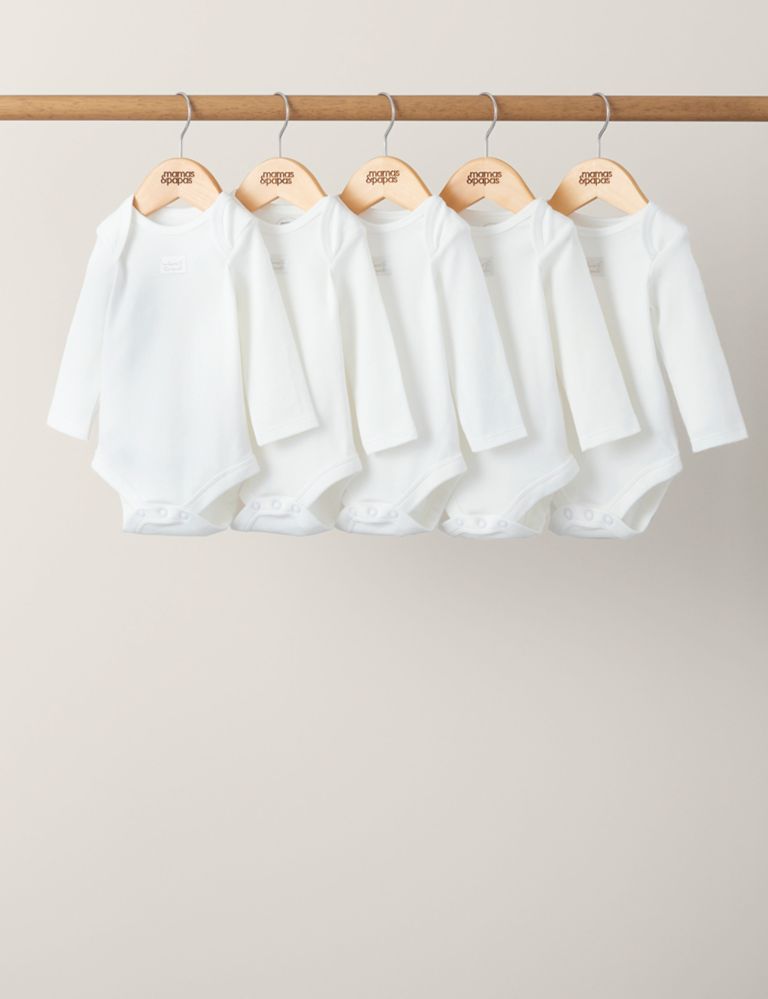 5pk Pure Cotton Bodysuits (7lbs-2 Yrs) 1 of 2