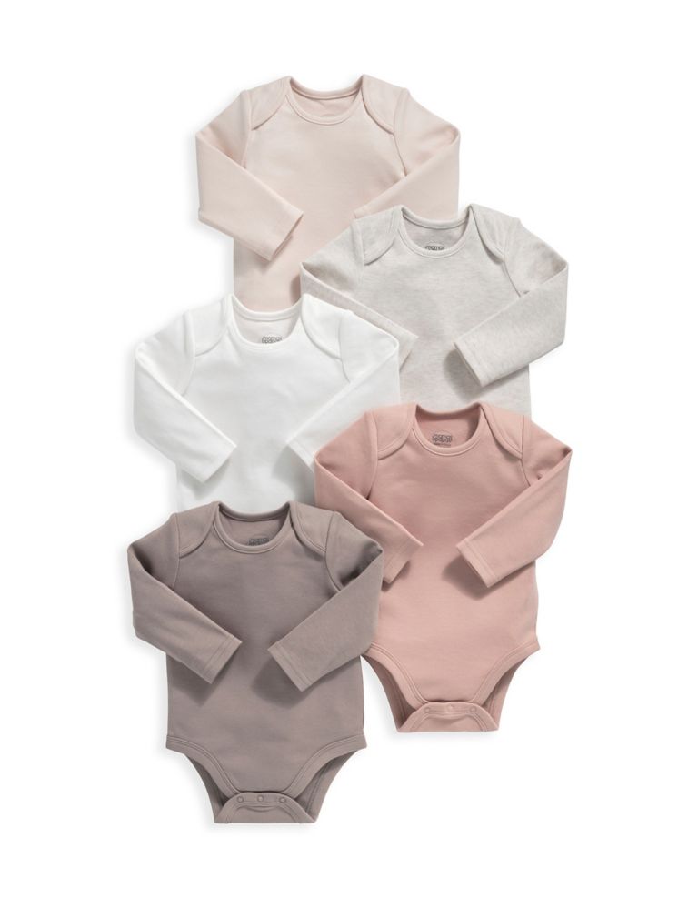 5pk Pure Cotton Bodysuits (7lbs-2 Yrs) 2 of 3
