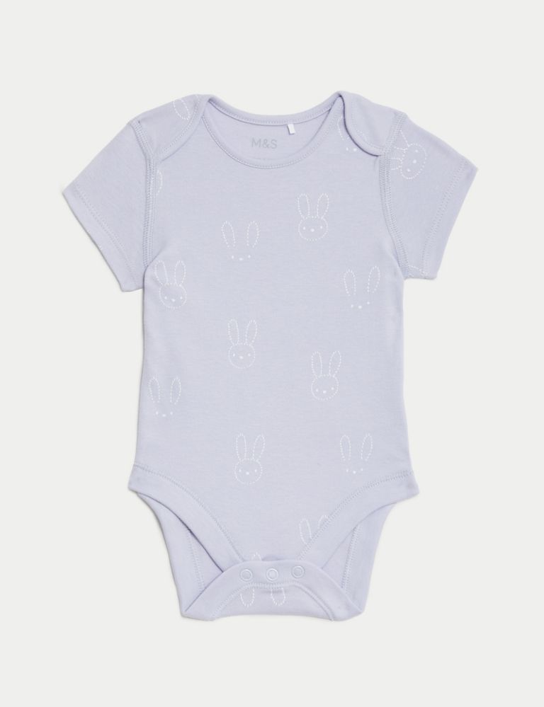 5pk Pure Cotton Bunny Bodysuits (0-3 Yrs) 2 of 4