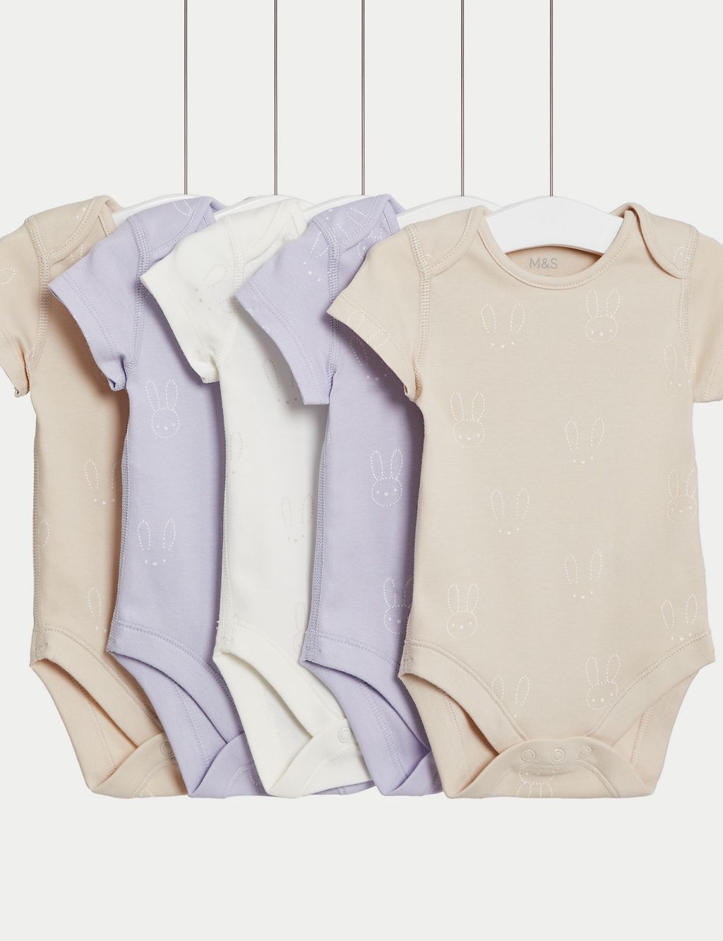 5pk Pure Cotton Bunny Bodysuits (0-3 Yrs) 3 of 4
