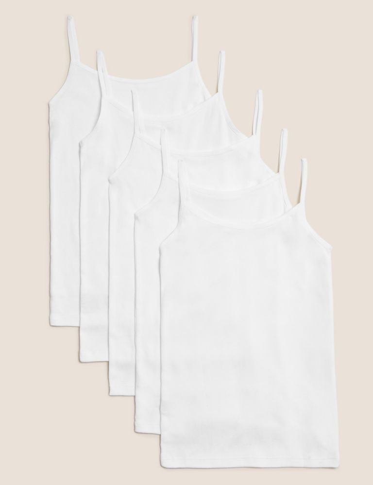 5pk Pure Cotton Camisoles (2-16 Yrs) 1 of 1