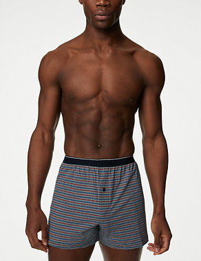 5pk Pure Cotton Cool & Fresh™ Striped Boxers Image 2 of 3