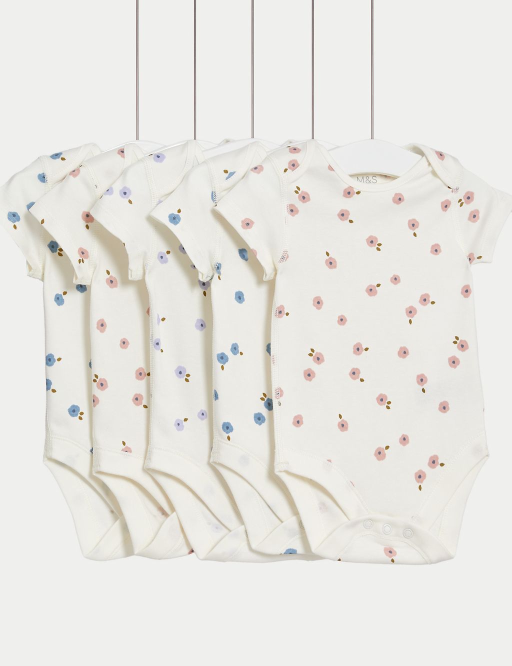5pk Pure Cotton Floral Bodysuits (6½lbs-3 Yrs) 3 of 4
