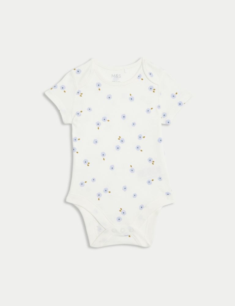 5pk Pure Cotton Floral Bodysuits (6½lbs-3 Yrs) 2 of 4