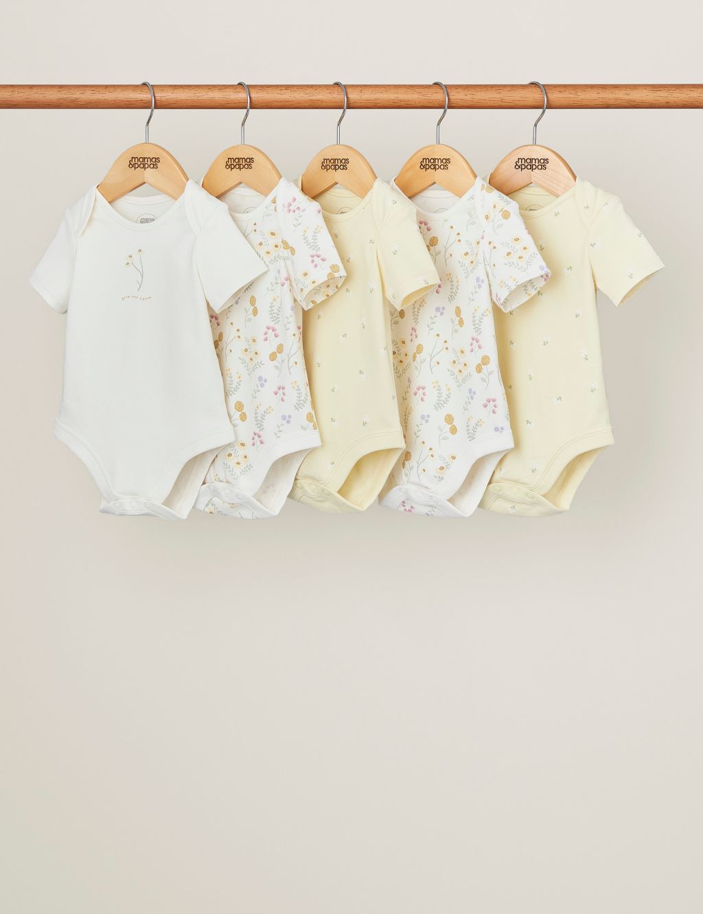 5pk Pure Cotton Floral Bodysuits (7lbs-2 Yrs) 1 of 2