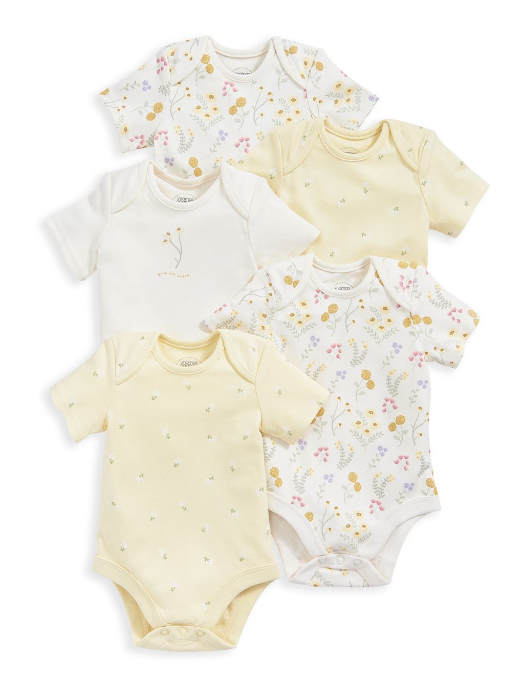 5pk Pure Cotton Floral Bodysuits (7lbs-2 Yrs) 2 of 2