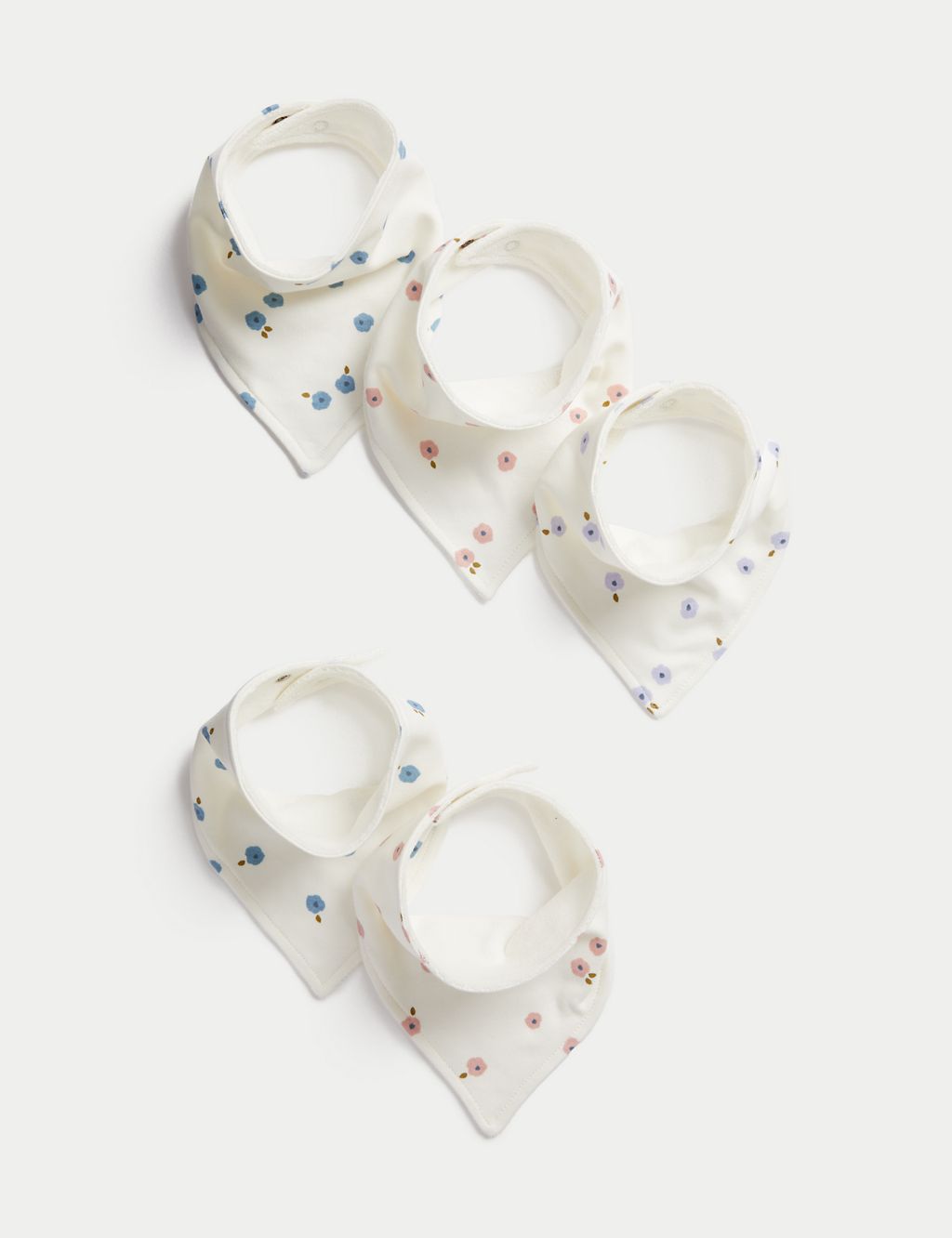 5pk Pure Cotton Floral Dribble Bibs 1 of 1