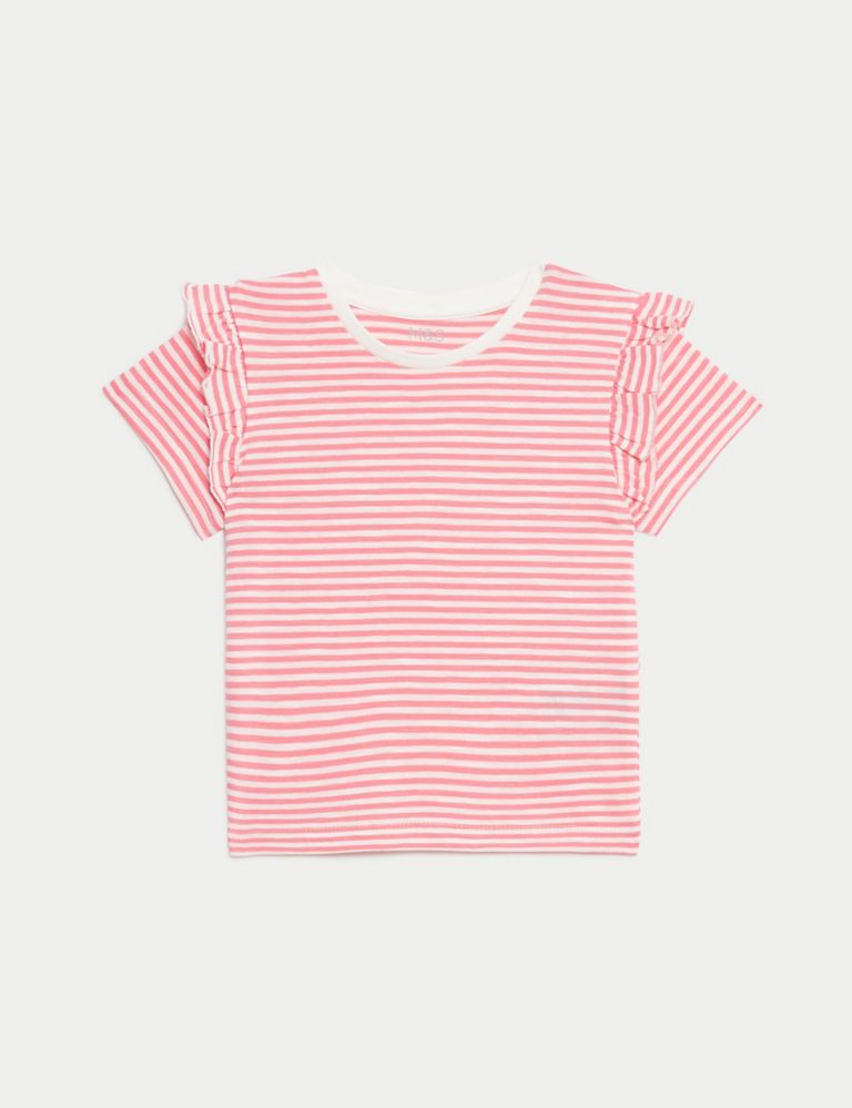 5pk Pure Cotton Plain & Striped Tops (0-3 Yrs) 2 of 4