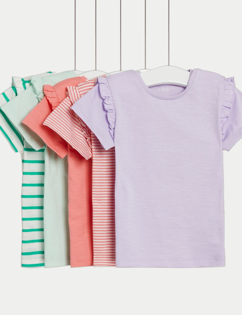 5pk Pure Cotton Plain & Striped Tops (0-3 Yrs) 3 of 4