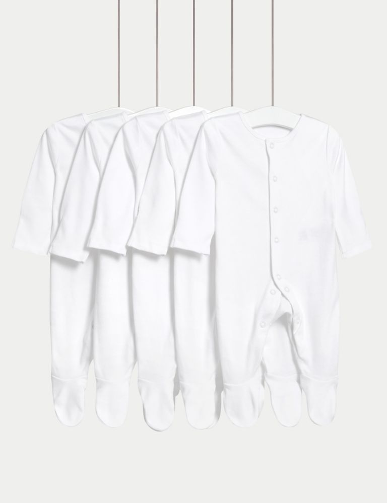 5pk Pure Cotton Sleepsuits (5lbs-3 Yrs) 1 of 12