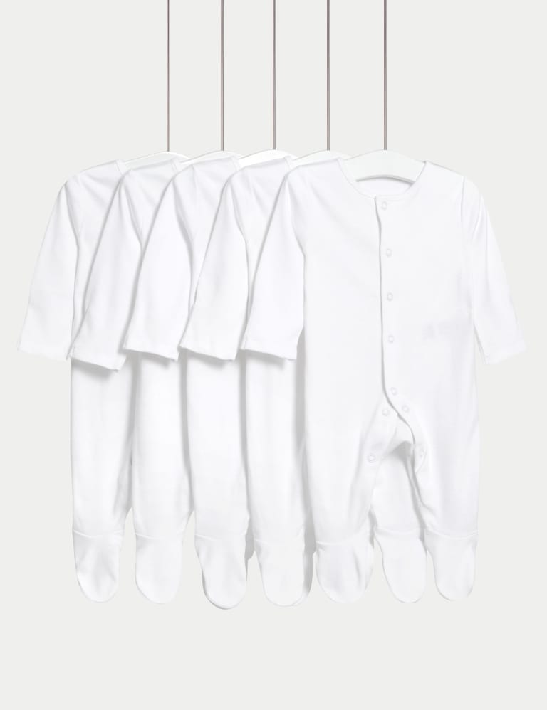 5pk Pure Cotton Sleepsuits (5lbs-3 Yrs) 1 of 12