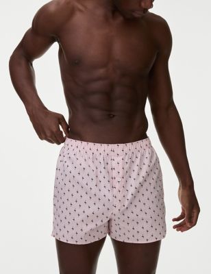 5pk Pure Cotton StayNew™ Animal Pinstripe Woven Boxers Image 2 of 3