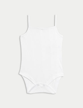 5pk Pure Cotton Strappy Bodysuits (6½lbs-3 Yrs) Image 2 of 6
