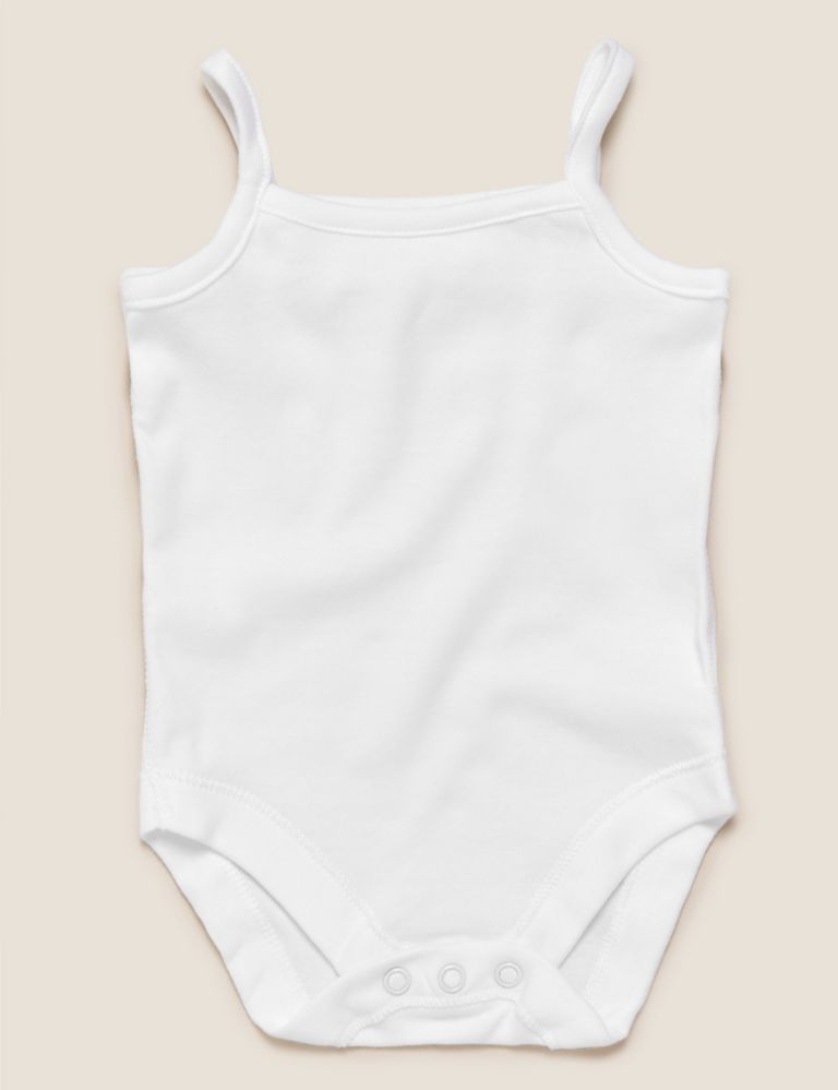 5pk Pure Cotton Strappy Bodysuits (6½lbs-3 Yrs) 2 of 6