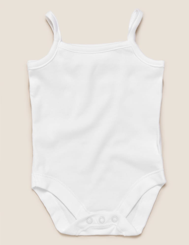 5pk Pure Cotton Strappy Bodysuits (6½lbs-3 Yrs) 2 of 9