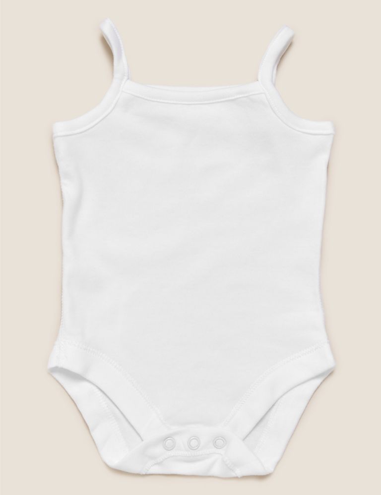 5pk Pure Cotton Strappy Bodysuits (6½lbs-3 Yrs) 4 of 9