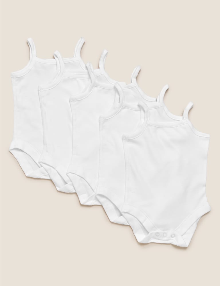 5pk Pure Cotton Strappy Bodysuits 6 lbs 3 Yrs M S Collection M S