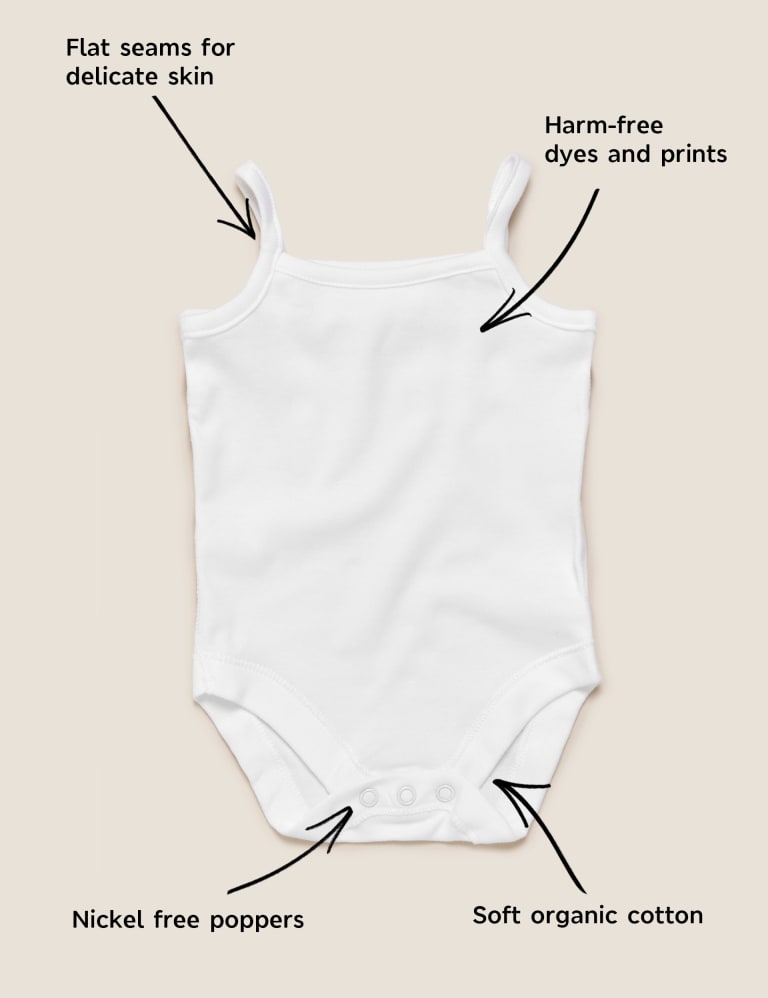 5pk Pure Cotton Strappy Bodysuits 6 lbs 3 Yrs