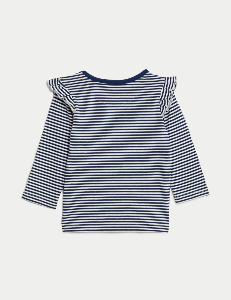 5pk Pure Cotton Striped & Plain Tops (0-3 Yrs) 3 of 4