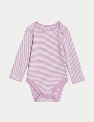 5pk Pure Cotton Striped Bodysuits (0-3 Yrs) Image 2 of 4