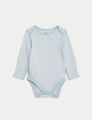 5pk Pure Cotton Striped Bodysuits (0-3 Yrs) Image 2 of 5