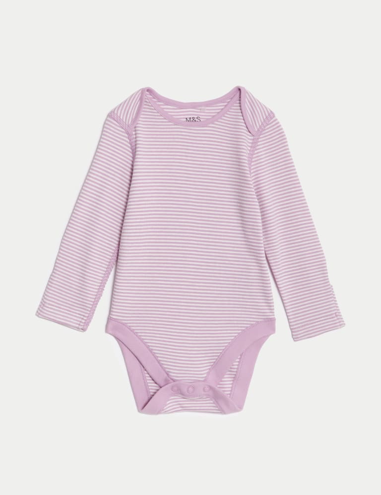 5pk Pure Cotton Striped Bodysuits (0-3 Yrs) 2 of 4