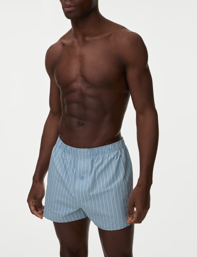 5pk Pure Cotton Striped Woven Boxers 2 of 3