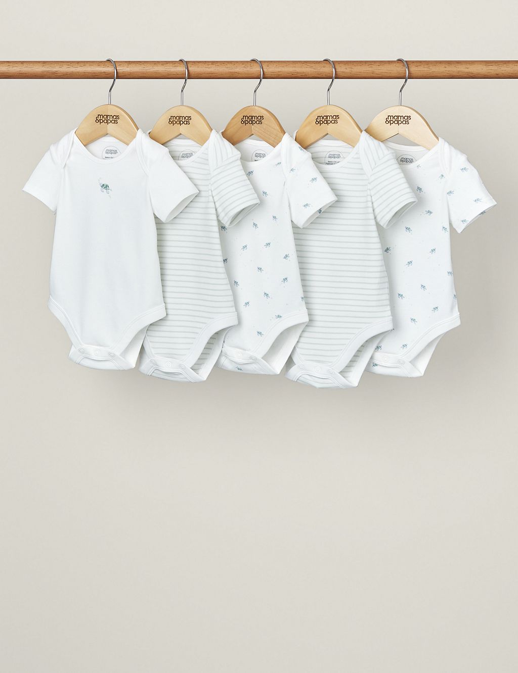 5pk Pure Cotton Turtle & Striped Bodysuits (7lbs-24 Mths) 1 of 2
