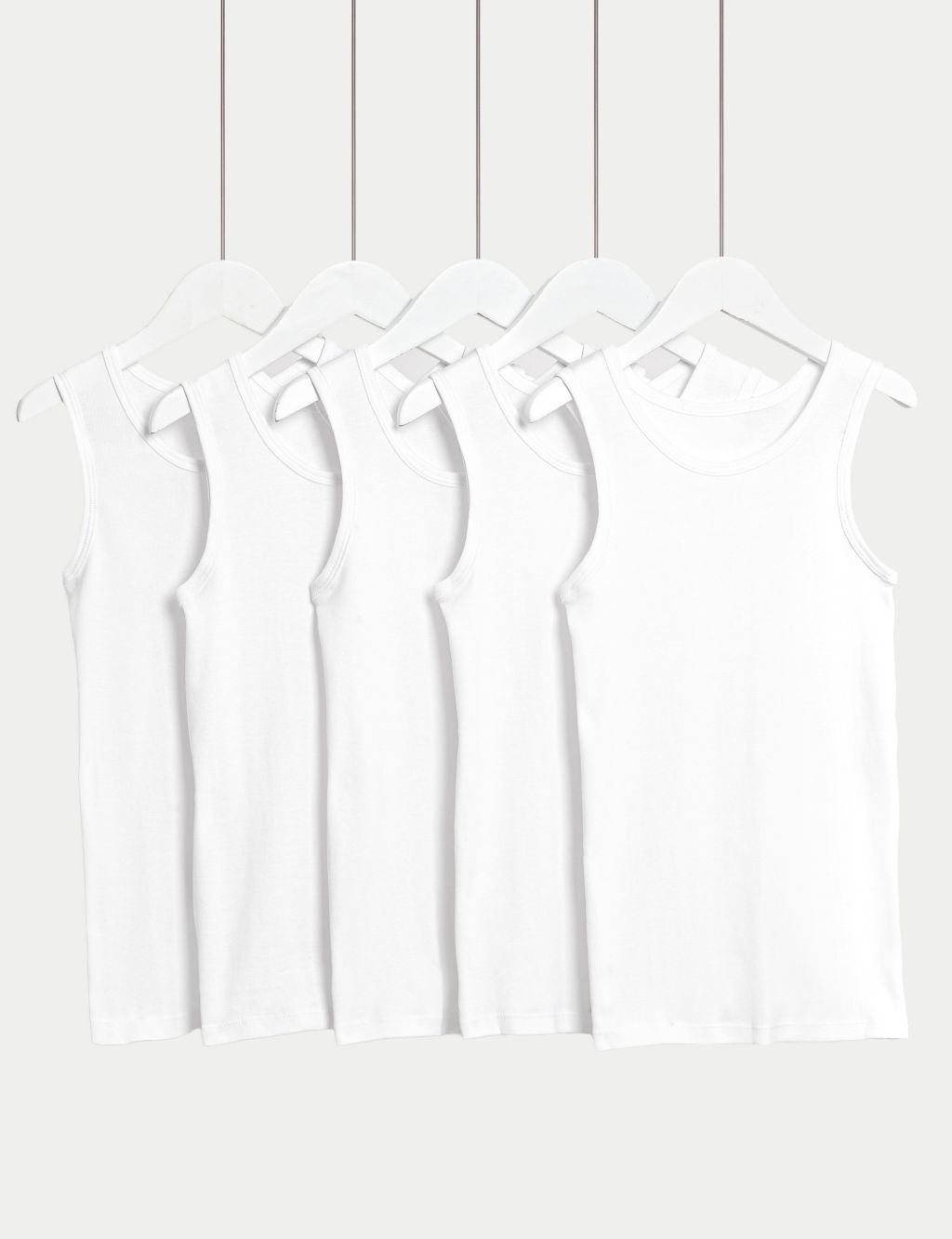 5pk Pure Cotton Vests (2-14 Yrs) 1 of 1