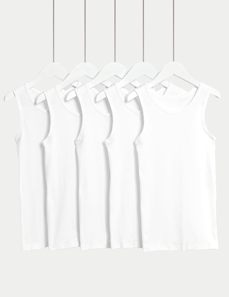 5pk Pure Cotton Vests (2-14 Yrs) 1 of 1