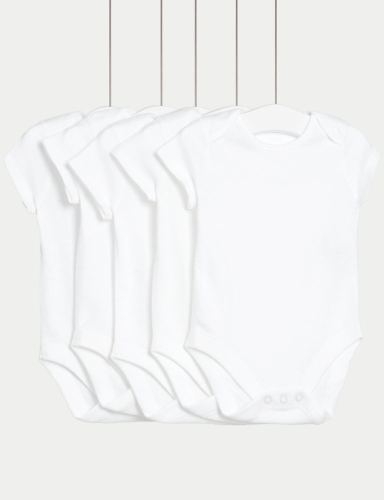 5pk Pure Cotton Waffle Bodysuits (0-36 Mths) 1 of 1